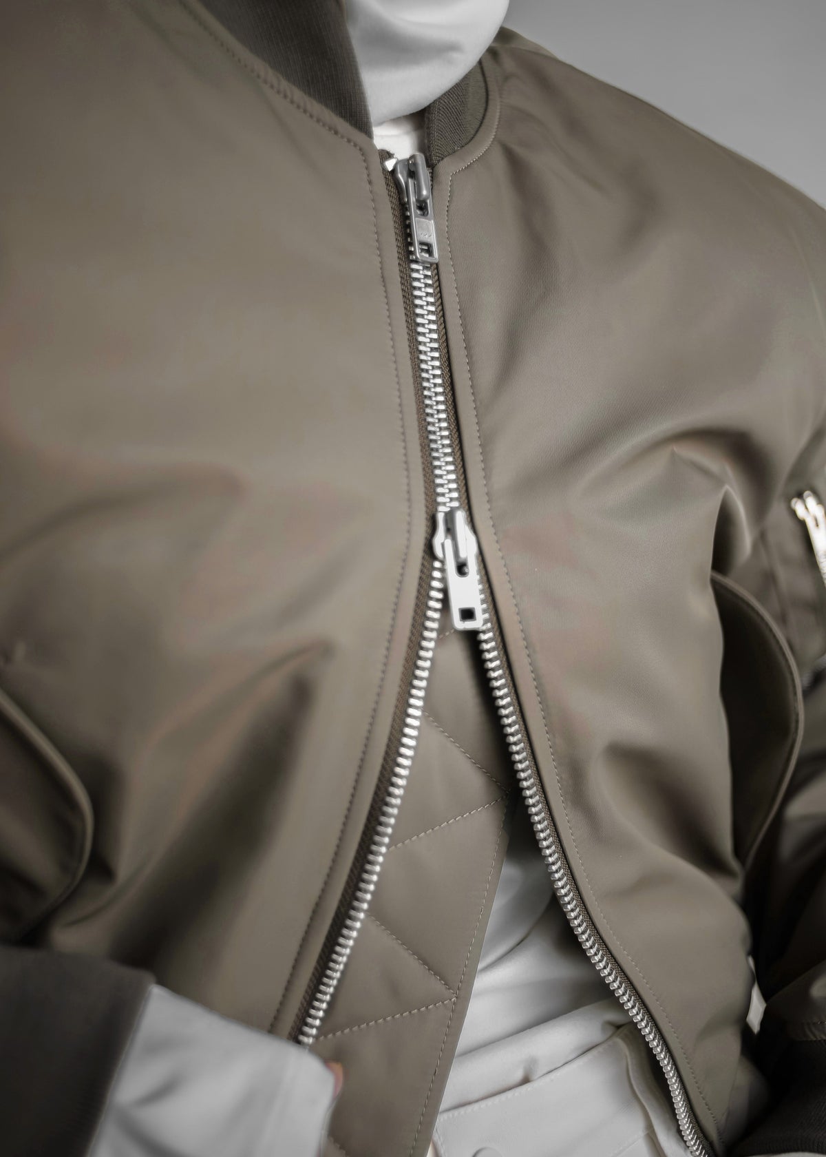 Mati Cropped Padded Bomber - Olive – view 5 of 10