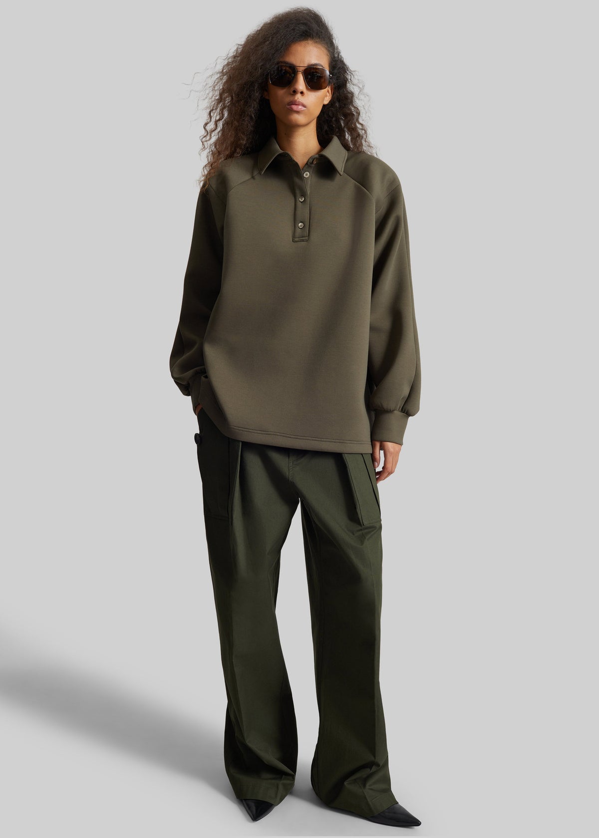 Naen Neoprene Polo Top - Dark Olive – view 3 of 6