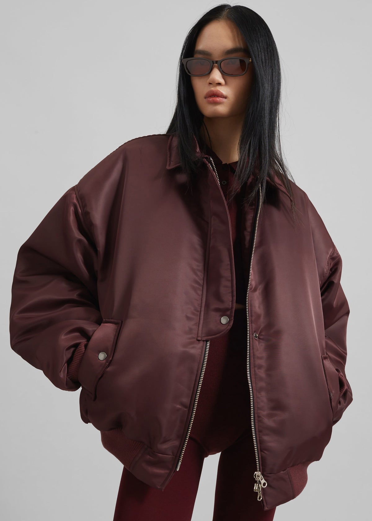 Nalden Padded Bomber Jacket - Burgundy – view 6 of 8