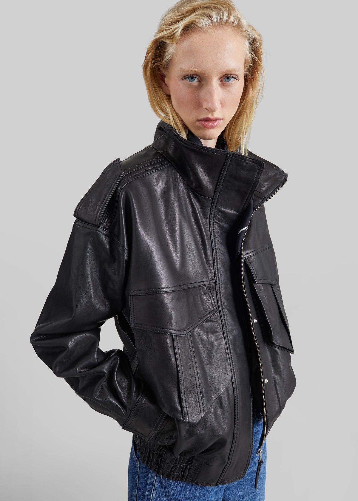 Napa Leather Hooded Jacket - Black – view 8 of 11