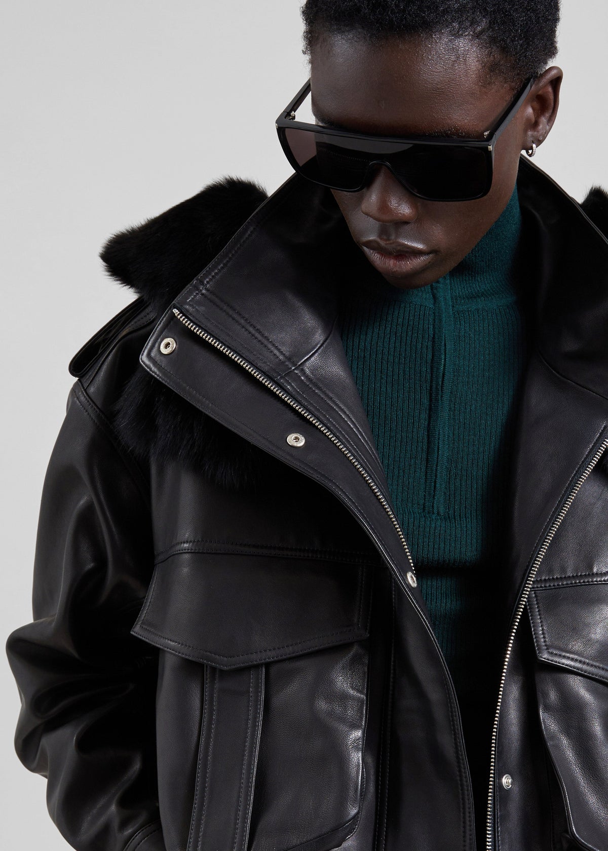 Napa Leather Hooded Jacket - Black – view 2 of 11