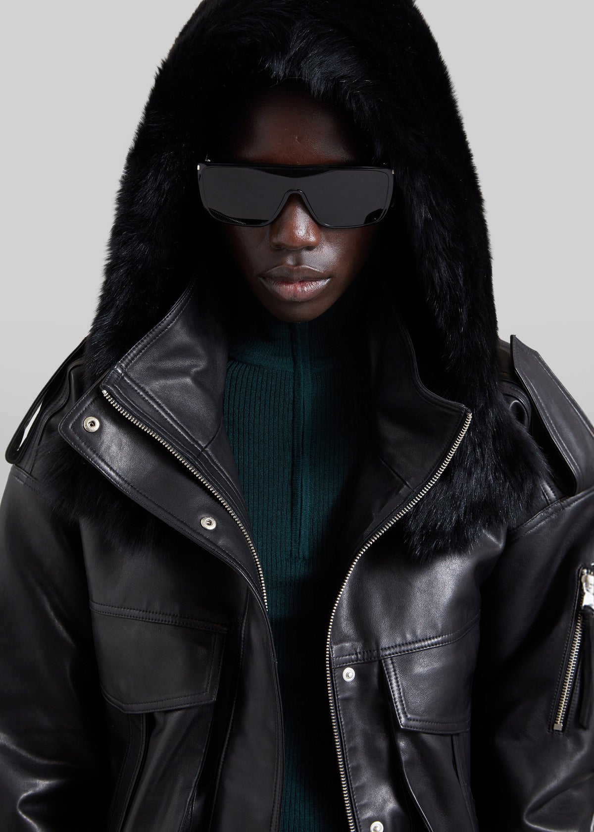 Napa Leather Hooded Jacket - Black – view 5 of 11
