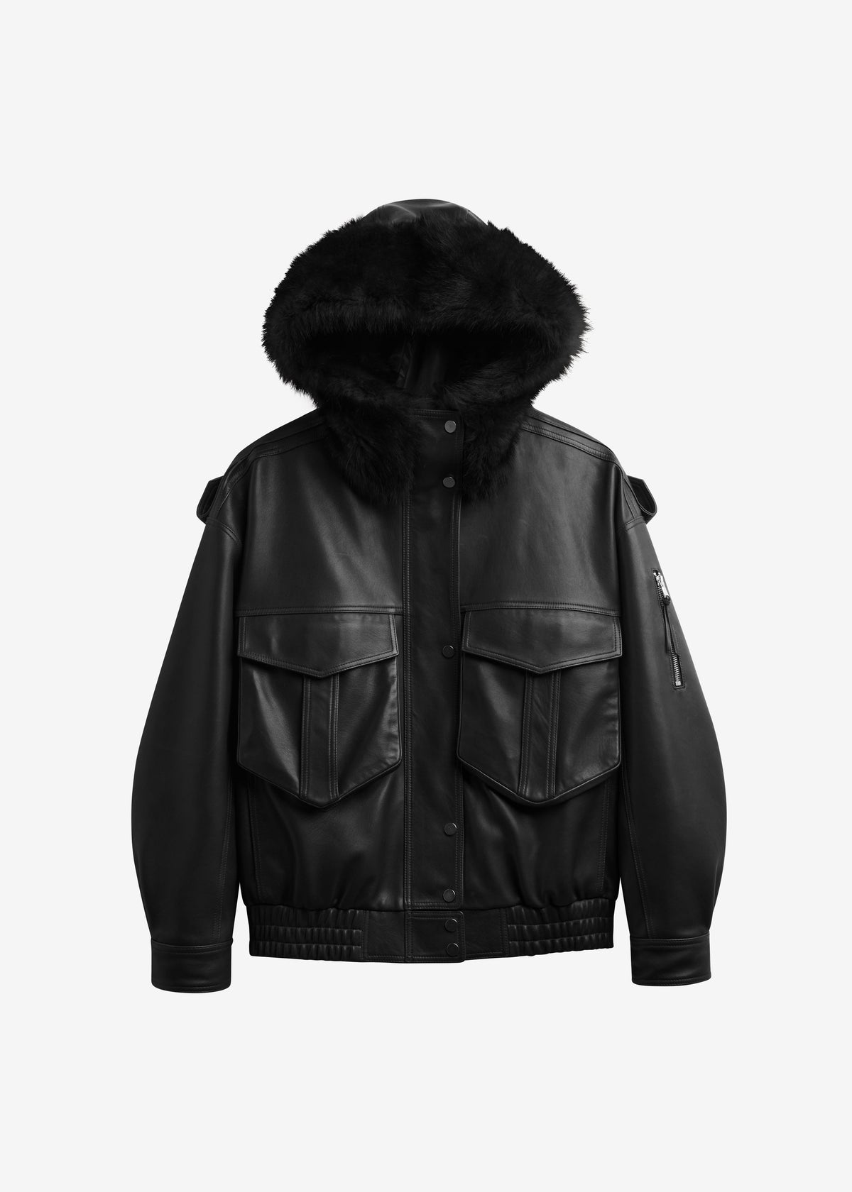 Napa Leather Hooded Jacket - Black – view 11 of 11