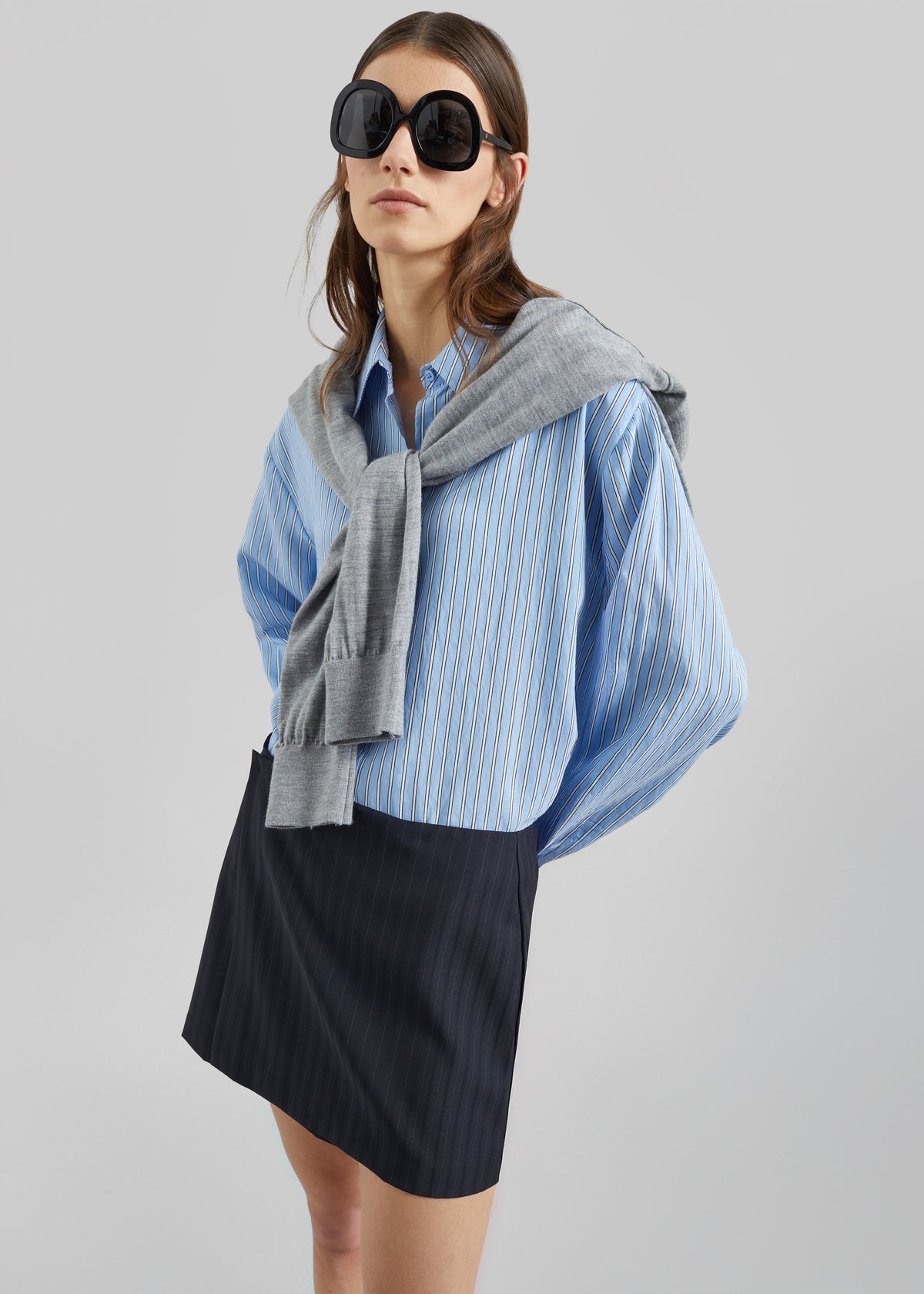 Narah Mini Skirt - Navy/White Pinstripe – view 1 of 9