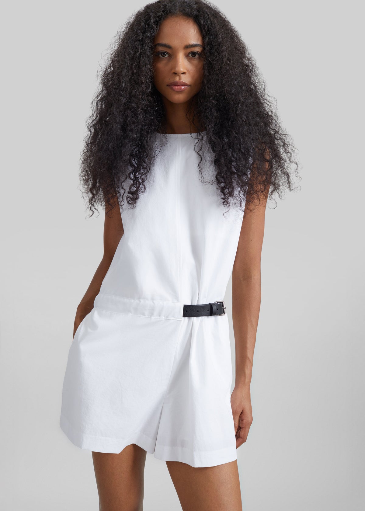 Naxos Belted Romper - White – view 5 of 7