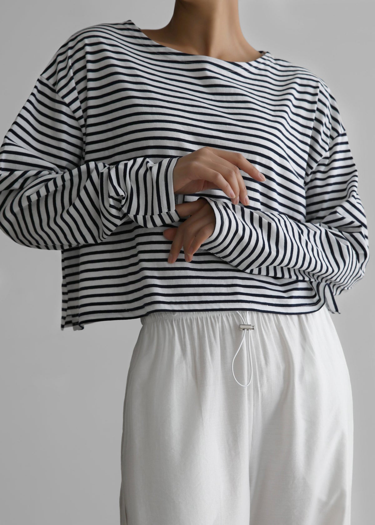 Neha Cropped Top - Navy Stripe – view 3 of 6