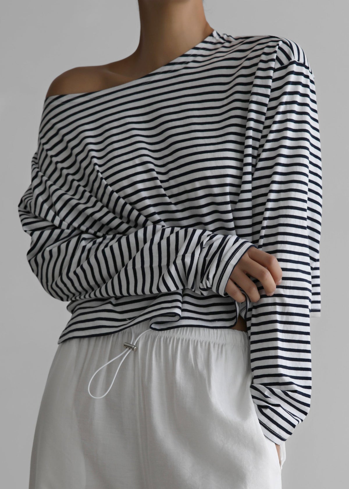 Neha Cropped Top - Navy Stripe – view 2 of 6