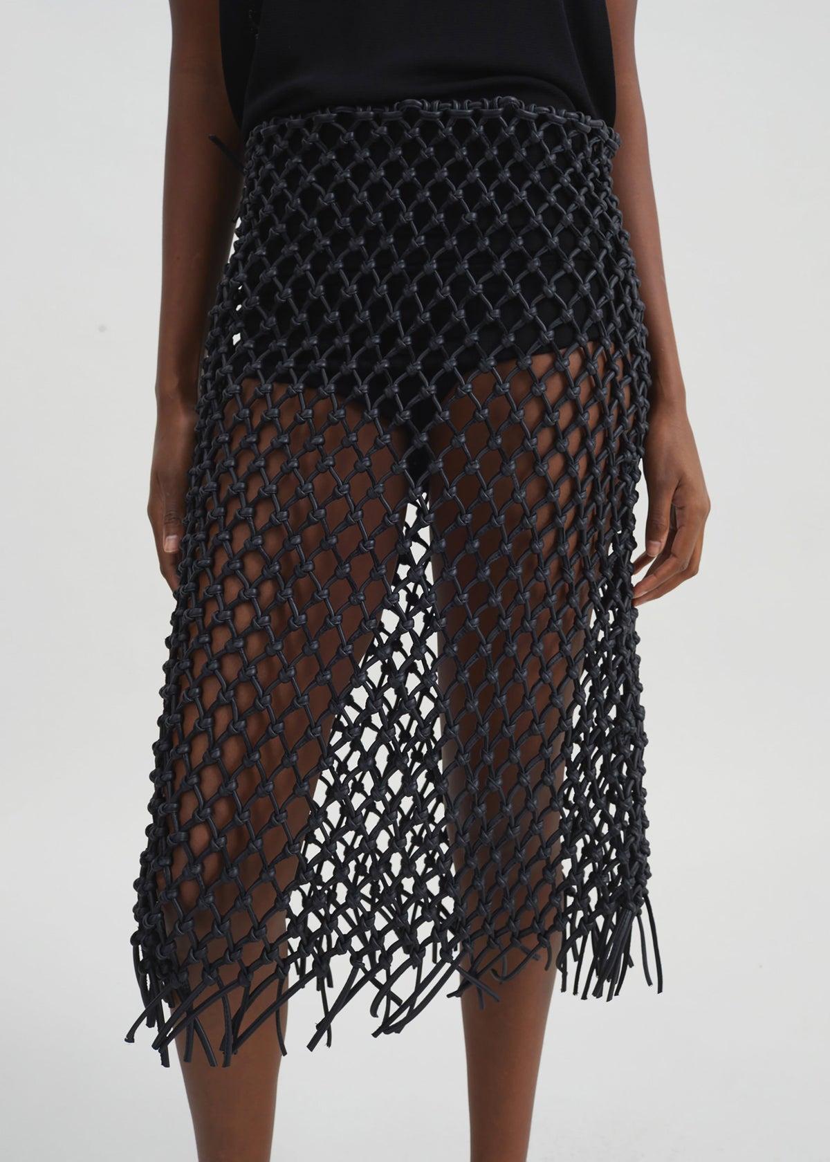 Nelaya Leather Macrame Skirt - Black – view 8 of 9