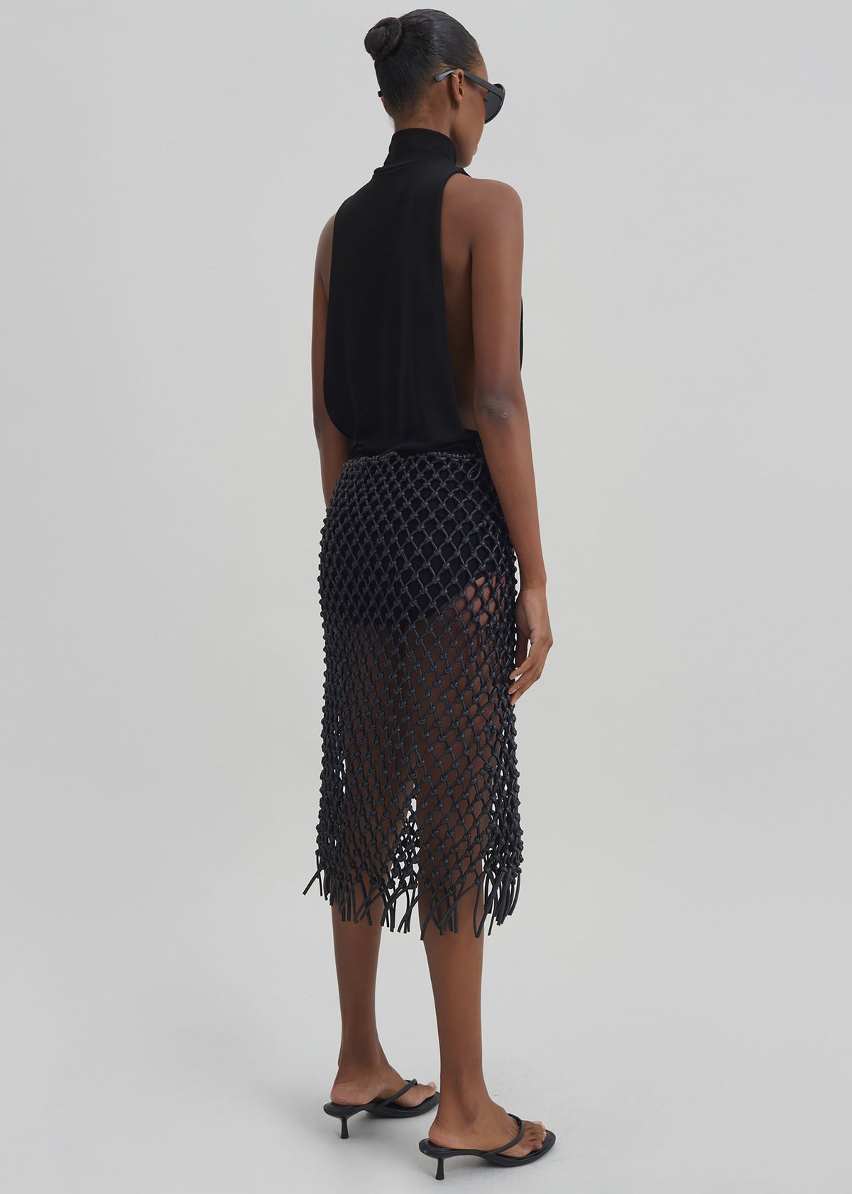 Nelaya Leather Macrame Skirt - Black – view 7 of 9