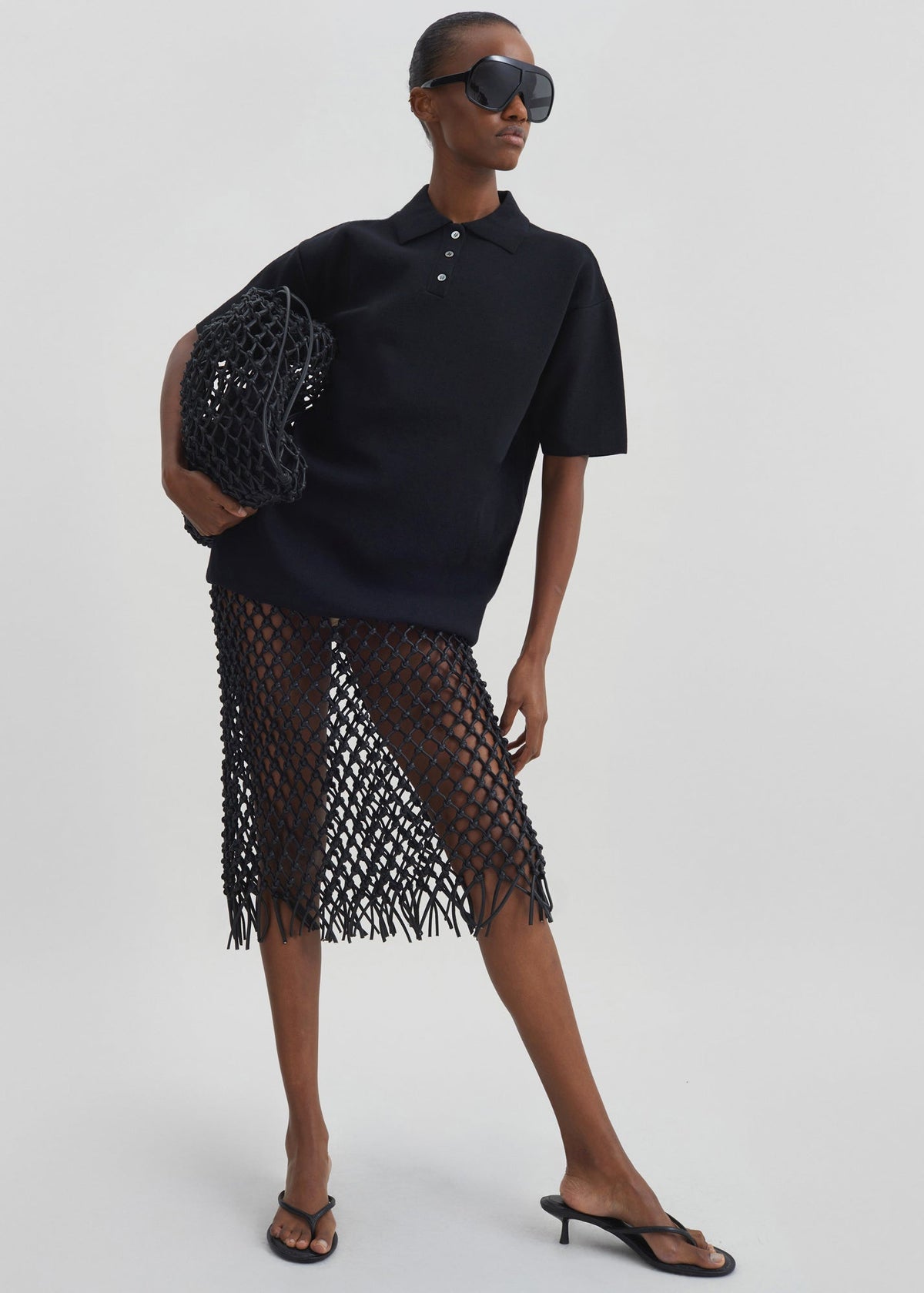 Nelaya Leather Macrame Skirt - Black – view 1 of 9