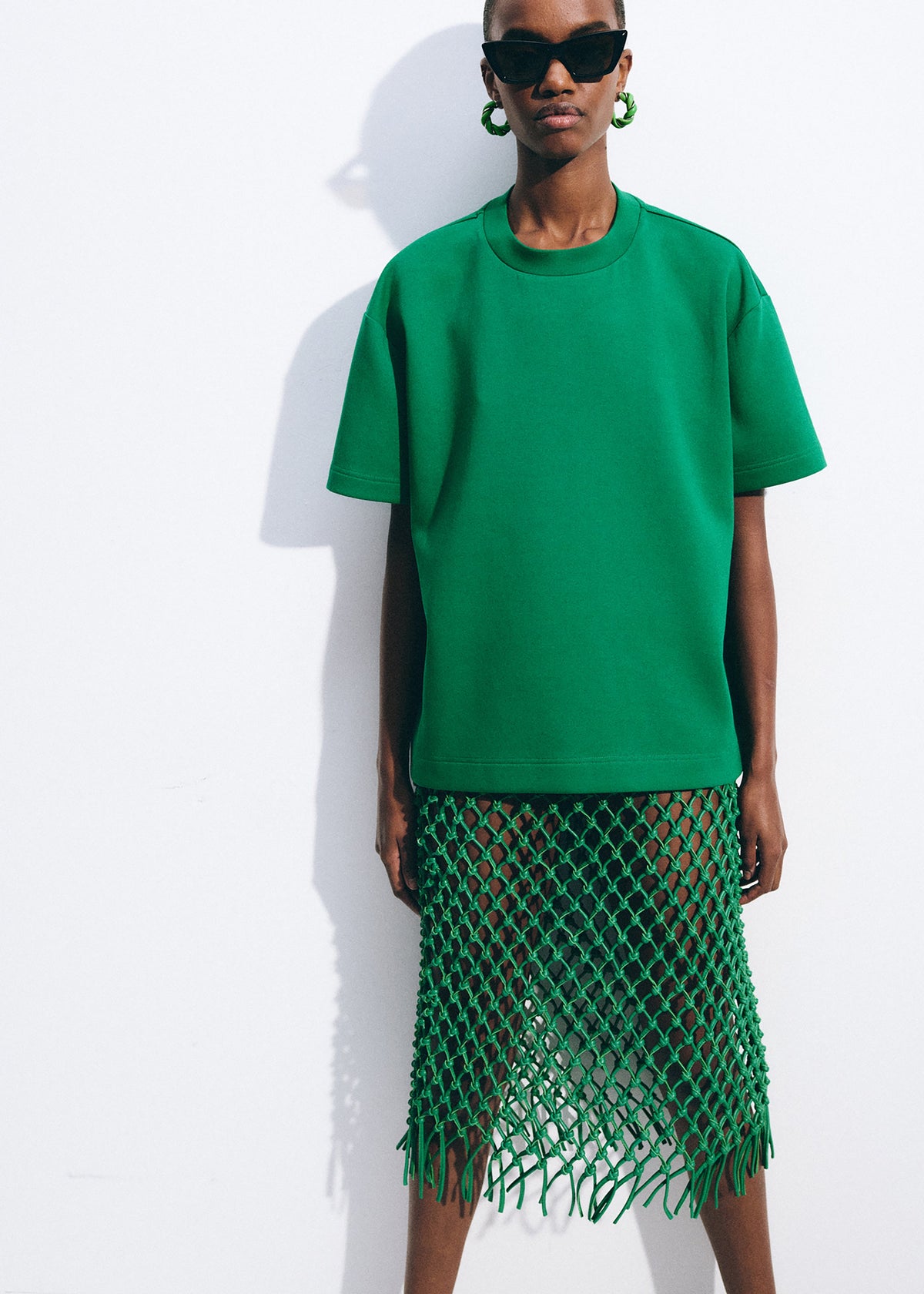 Nelaya Leather Macrame Skirt - Emerald – view 4 of 10