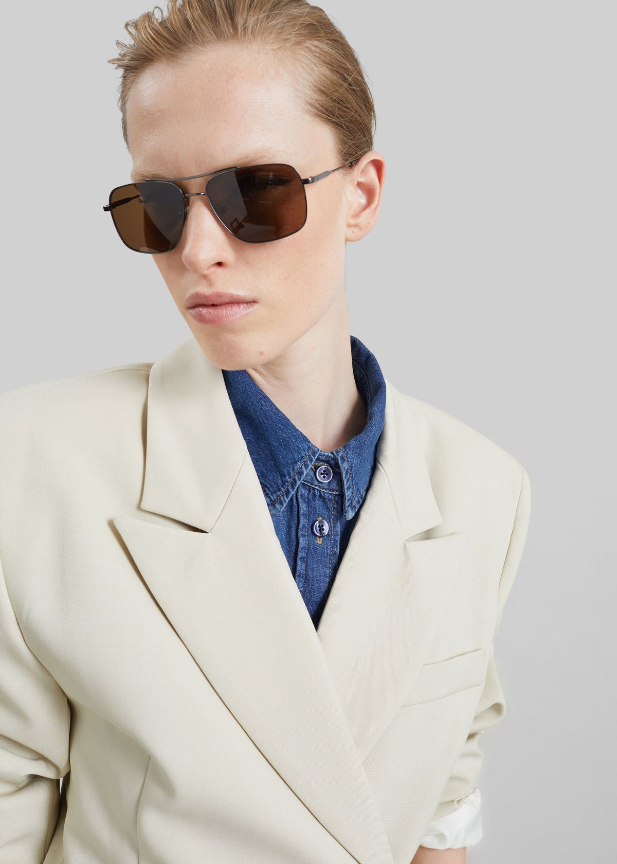 Neria Double Breasted Blazer - Light Beige – view 4 of 8