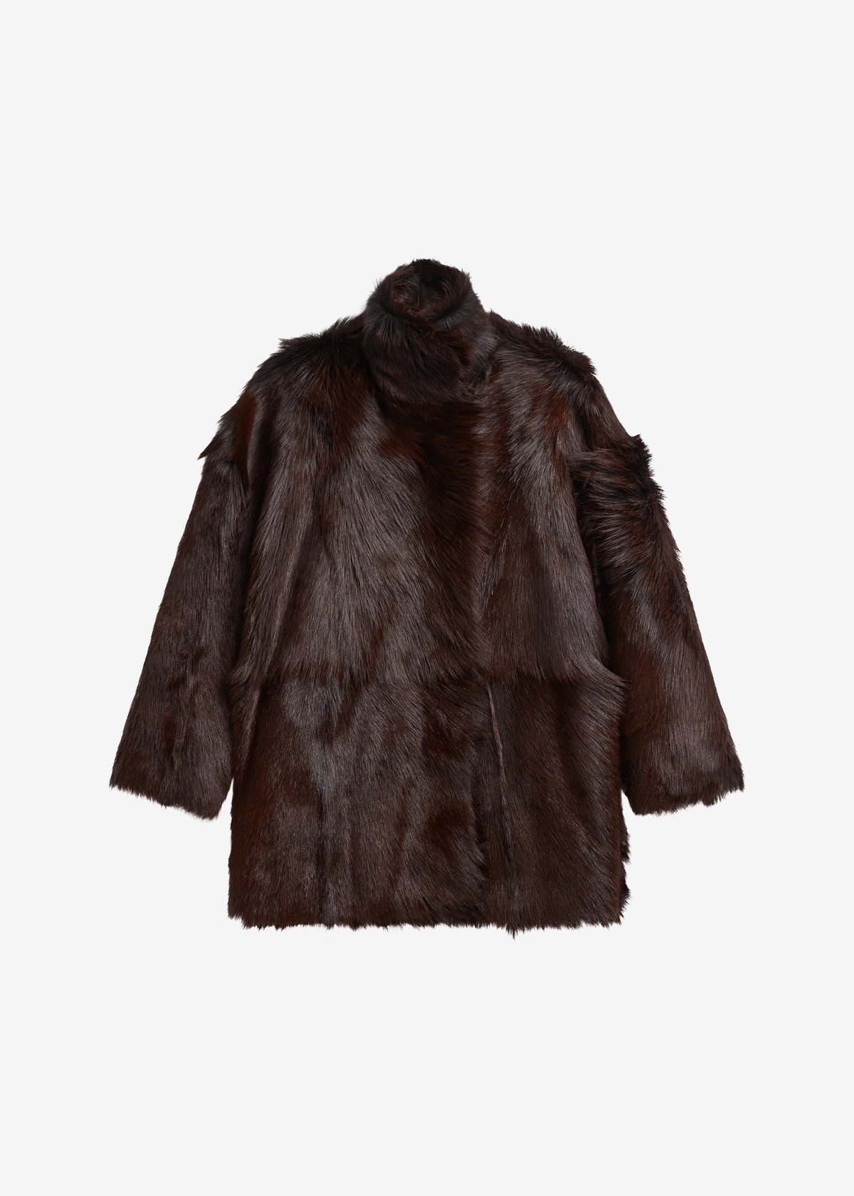 Nerola Funnel Neck Fur Coat - Plum – view 11 of 11