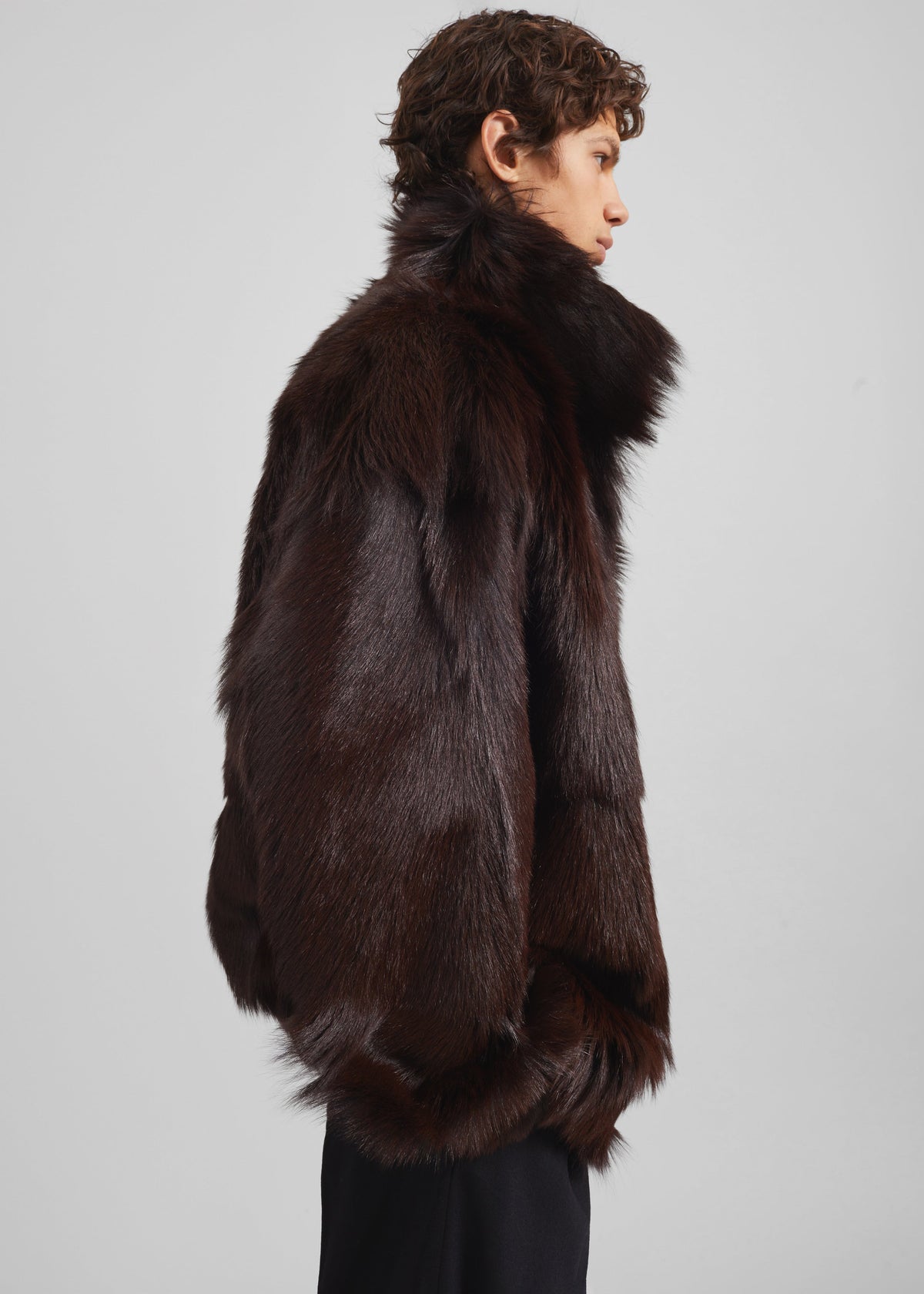 Nerola Funnel Neck Fur Coat - Plum – view 9 of 11