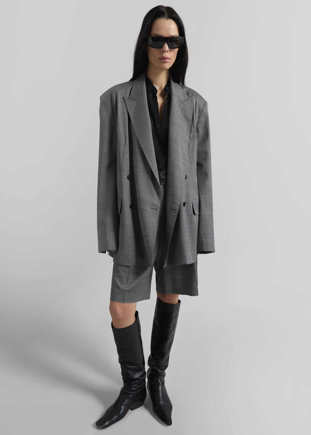 Newark Double Breasted Blazer - Grey Melange – view 2 of 7