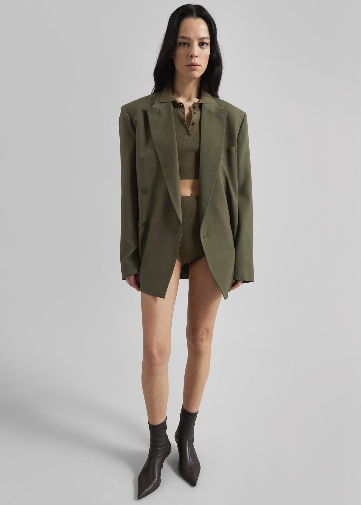Newark Double Breasted Blazer - Khaki – view 2 of 8