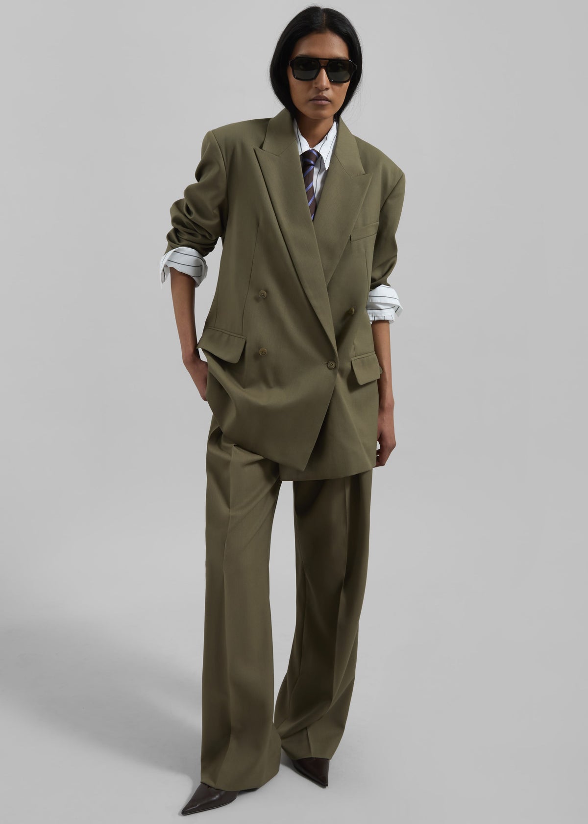 Newark Double Breasted Blazer - Khaki – view 3 of 8