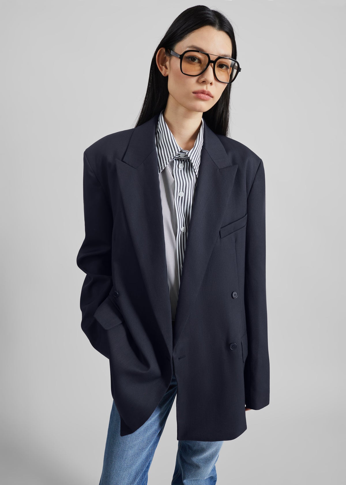 Newark Double Breasted Blazer - Navy – view 3 of 10