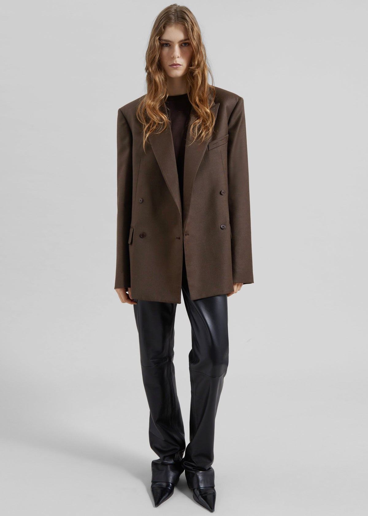 Newark Flannel Double Breasted Blazer - Mocha – view 1 of 9