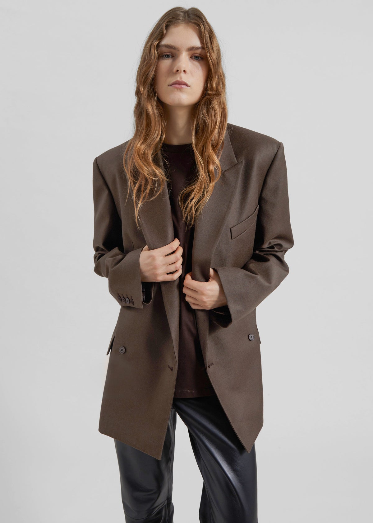 Newark Flannel Double Breasted Blazer - Mocha – view 6 of 9