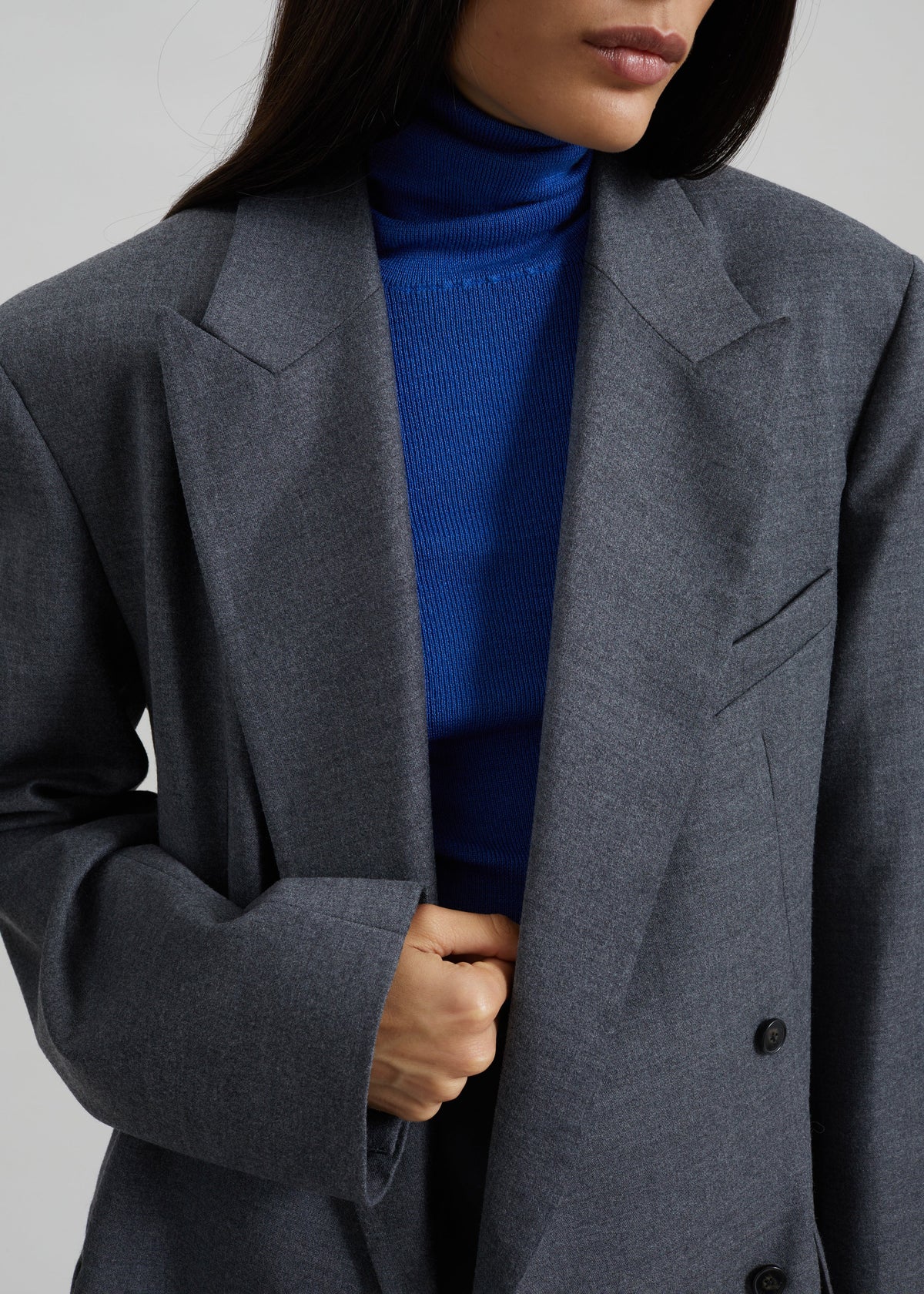 Newark Flannel Double Breasted Blazer - Grey Melange – view 2 of 9