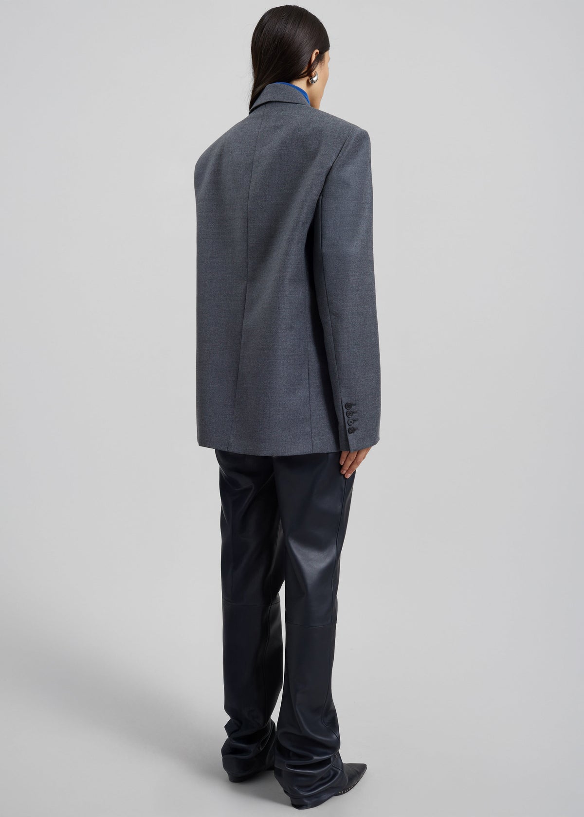 Newark Flannel Double Breasted Blazer - Grey Melange – view 8 of 9
