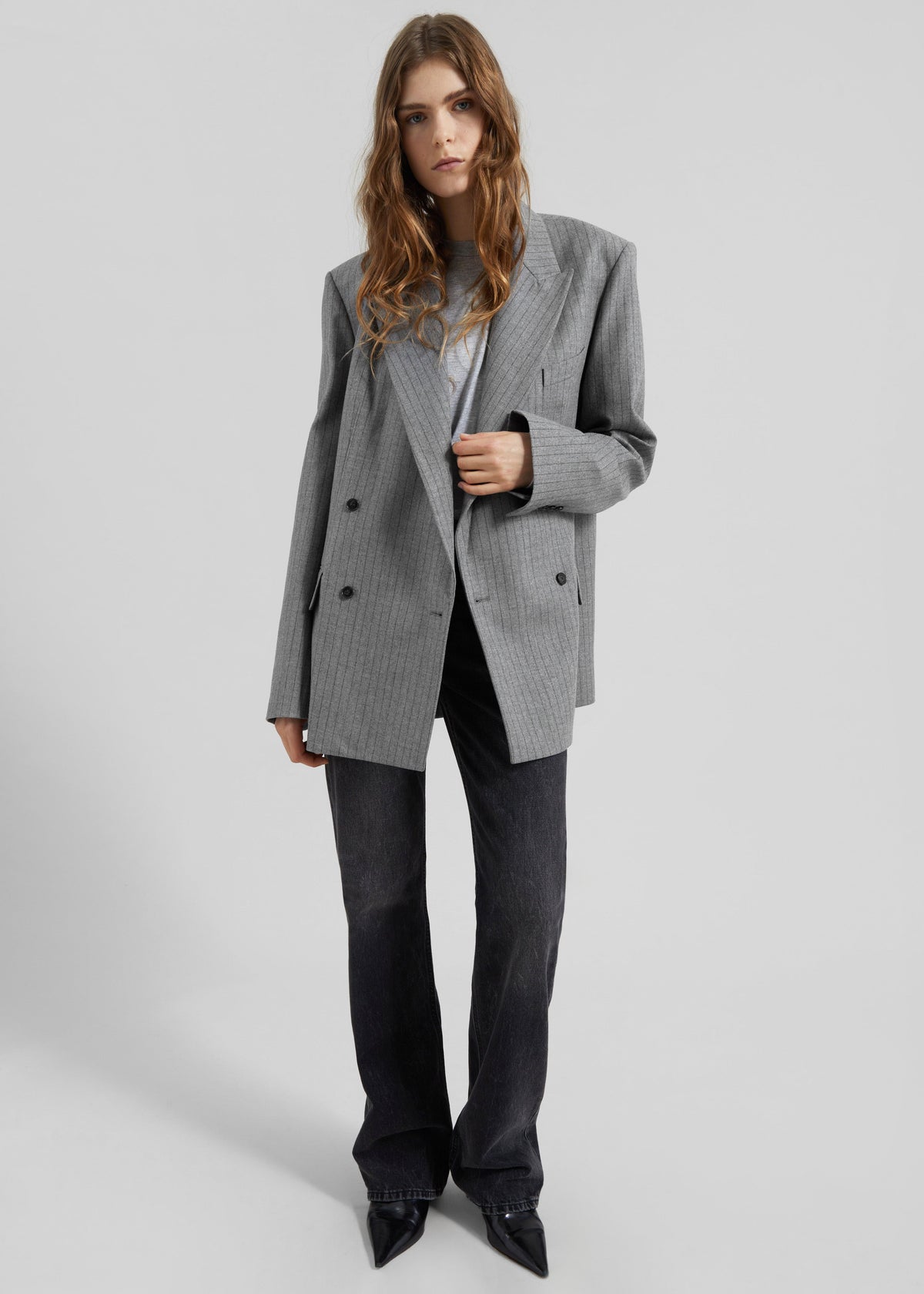 Newark Pinstripe Double Breasted Blazer - Grey/Brown – view 4 of 12