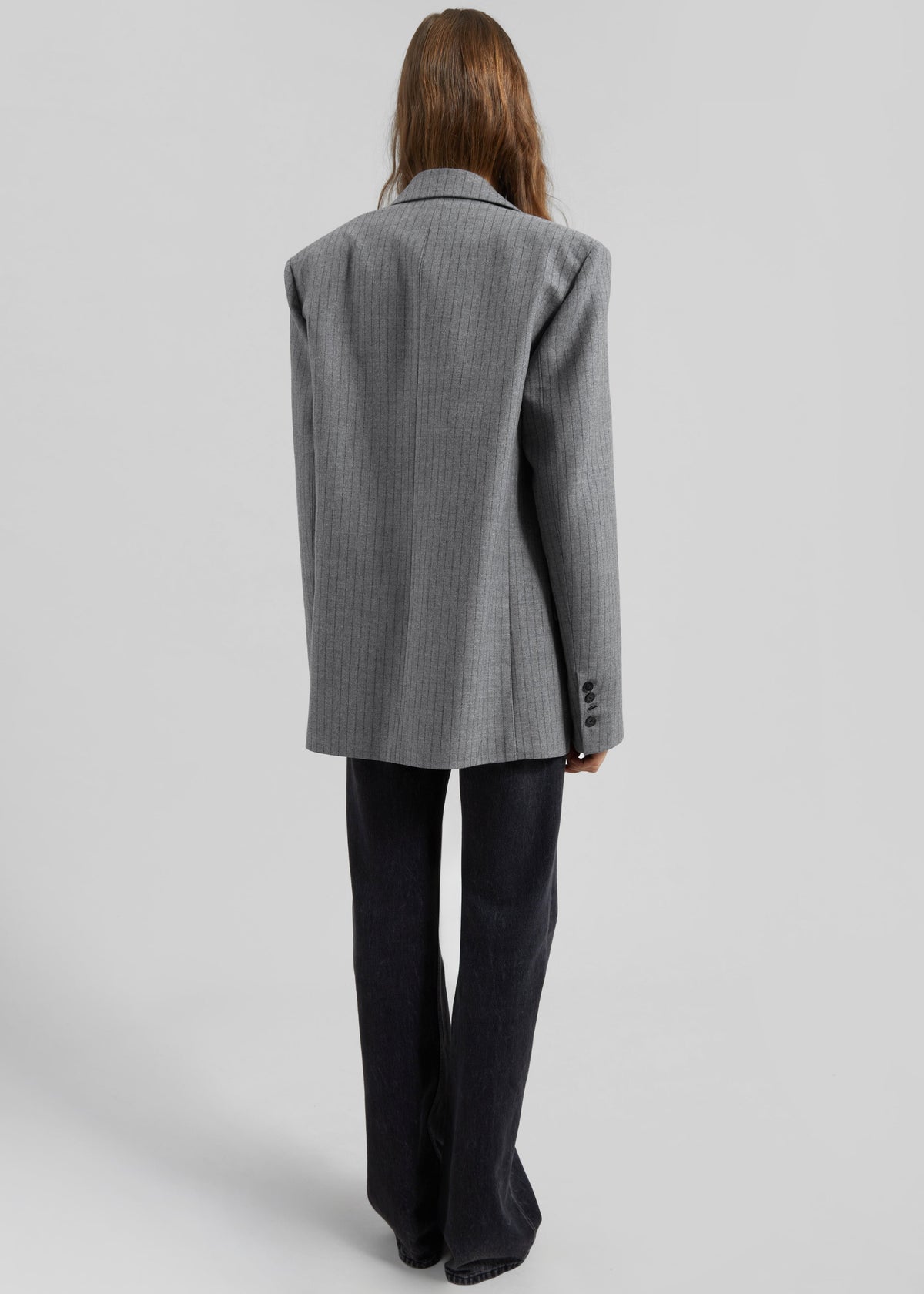 Newark Pinstripe Double Breasted Blazer - Grey/Brown – view 11 of 12