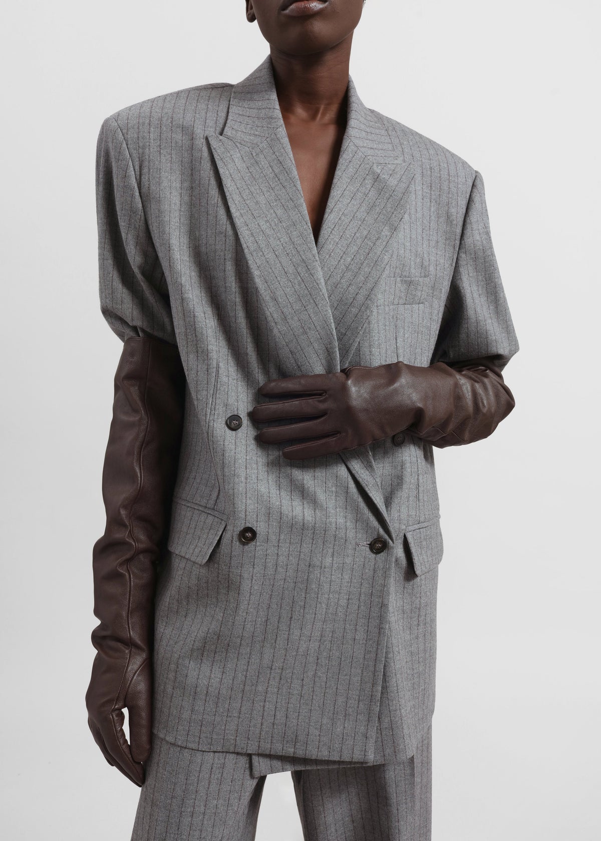 Newark Pinstripe Double Breasted Blazer - Grey/Brown – view 5 of 12