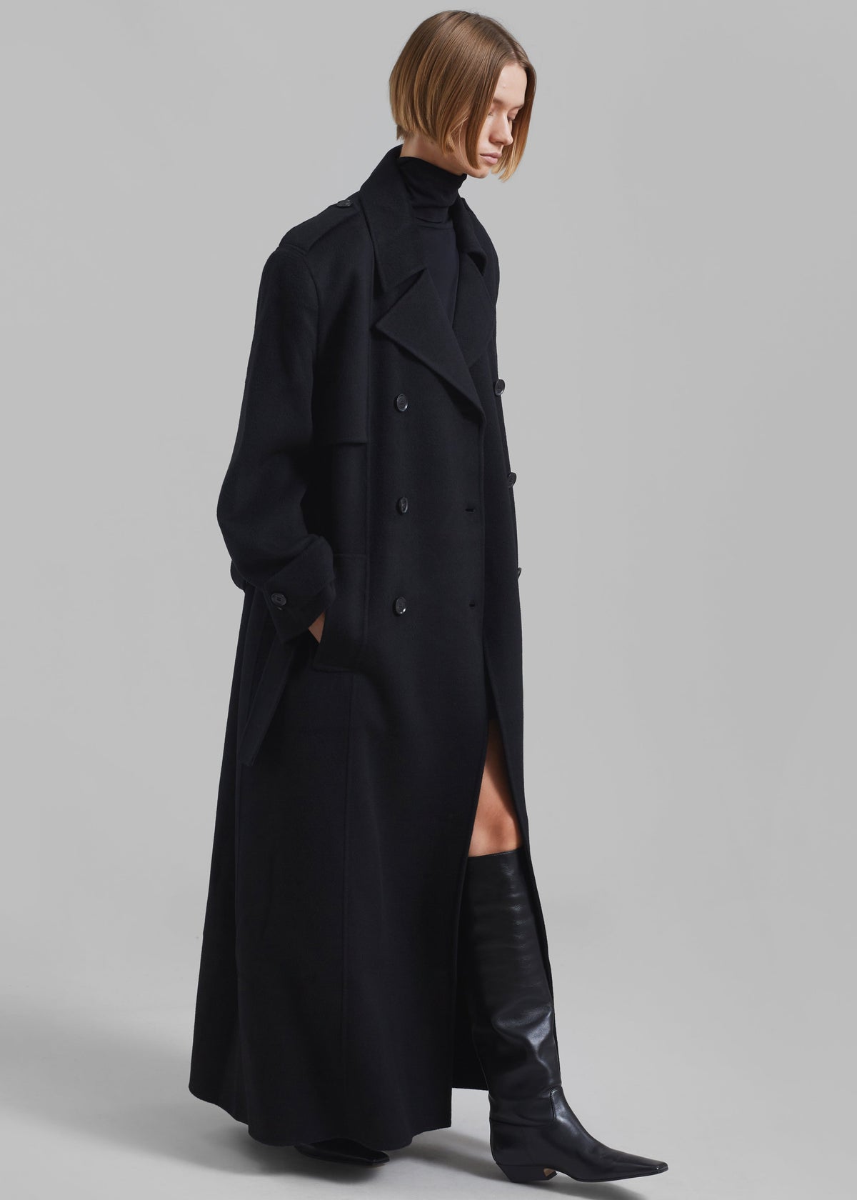 Nikola Padded Trench Coat - Black – view 2 of 10