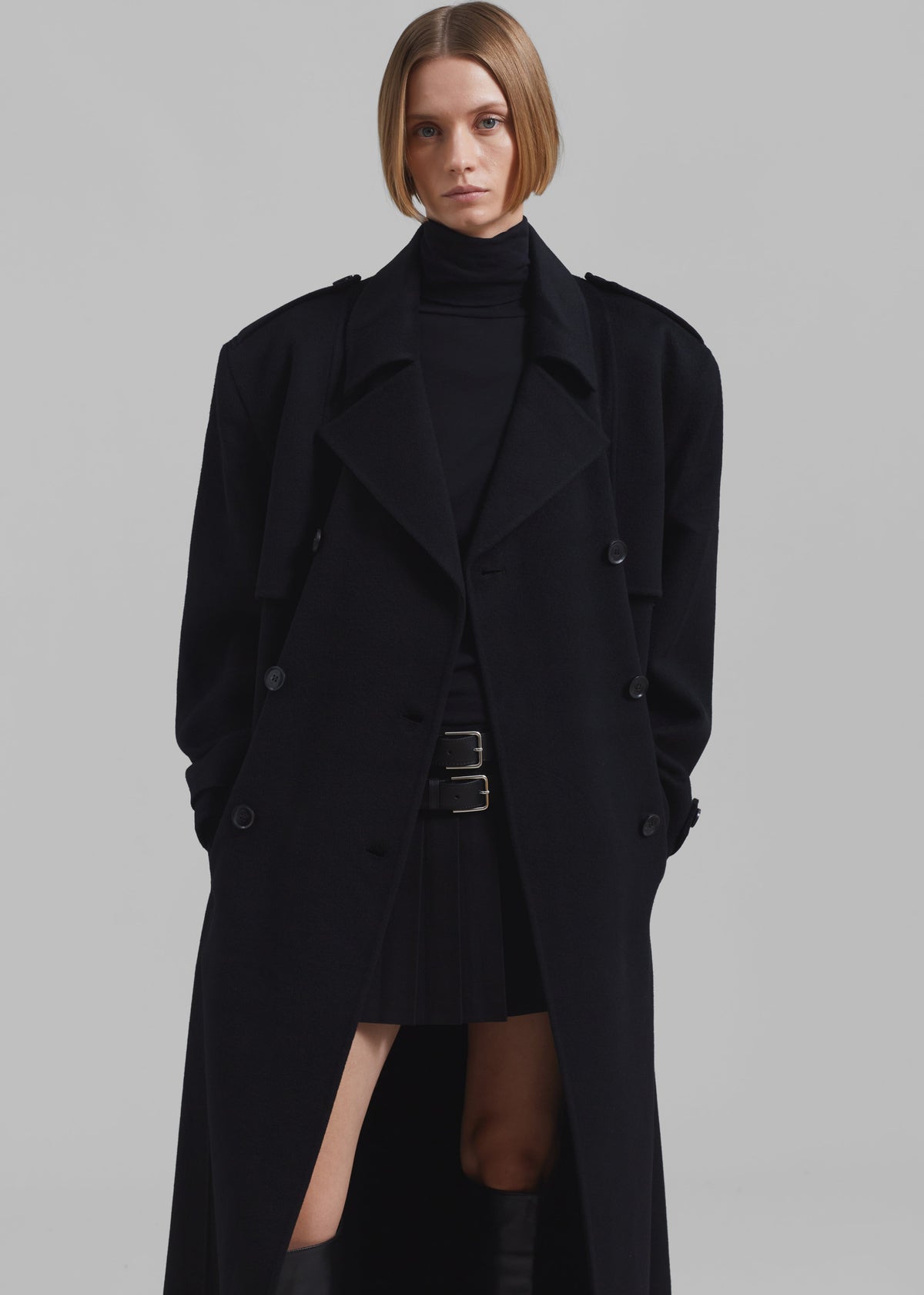 Nikola Padded Trench Coat - Black – view 3 of 10
