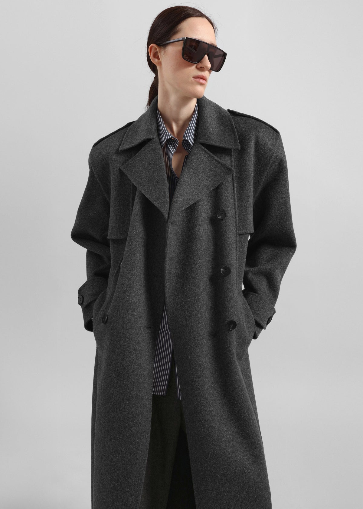 Nikola Padded Trench Coat - Dark Grey Melange – view 2 of 7