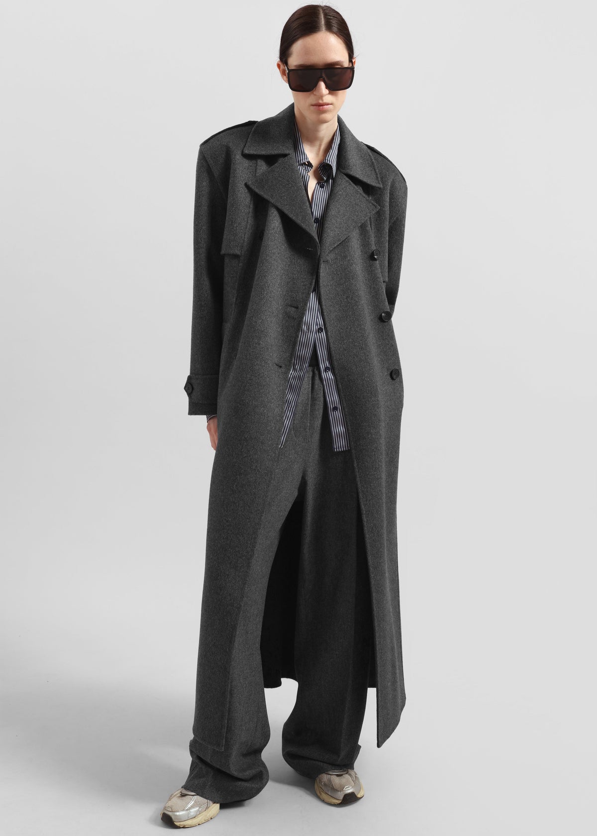 Nikola Padded Trench Coat - Dark Grey Melange – view 3 of 7