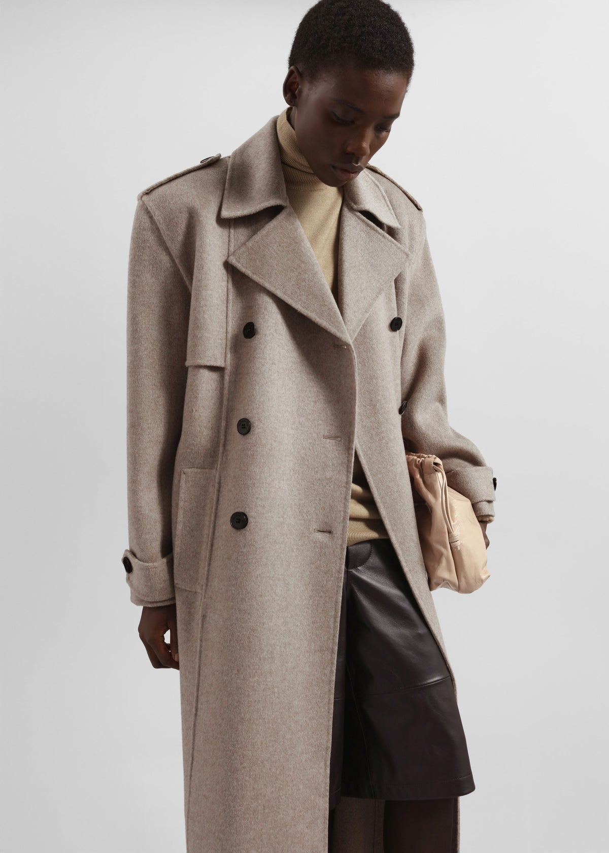 Nikola Padded Trench Coat - Taupe Melange – view 4 of 7