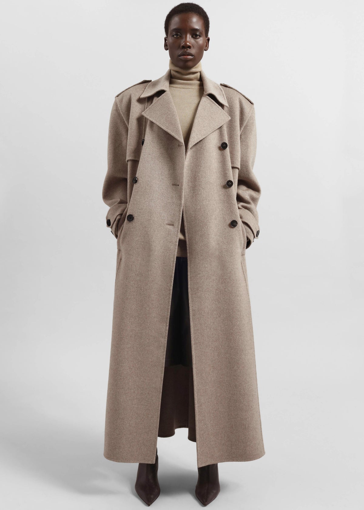 Nikola Padded Trench Coat - Taupe Melange – view 1 of 7
