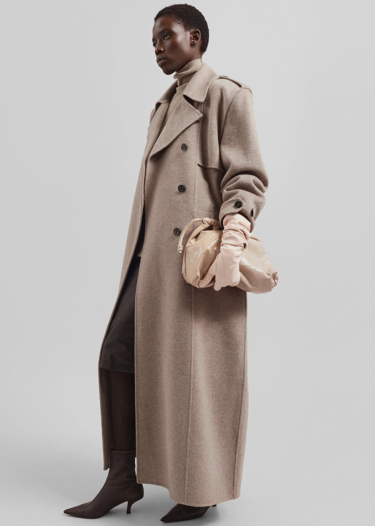 Nikola Padded Trench Coat - Taupe Melange – view 3 of 7