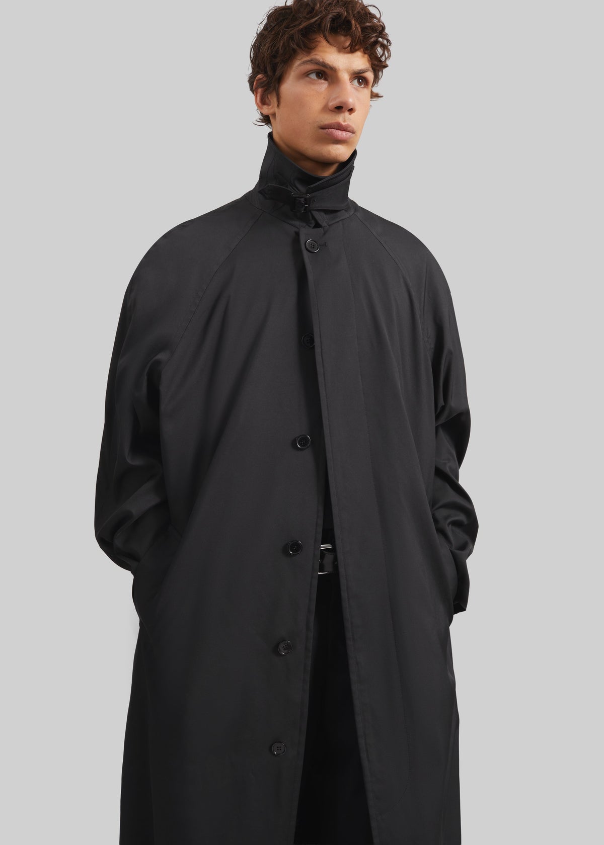 Nils Raglan Sleeve Trench Coat - Black – view 2 of 9