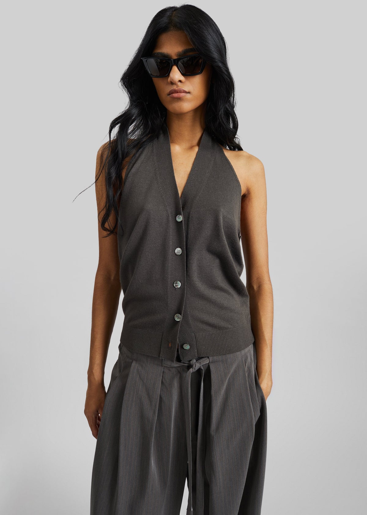 Nimi Knit Halter Top - Charcoal – view 1 of 1