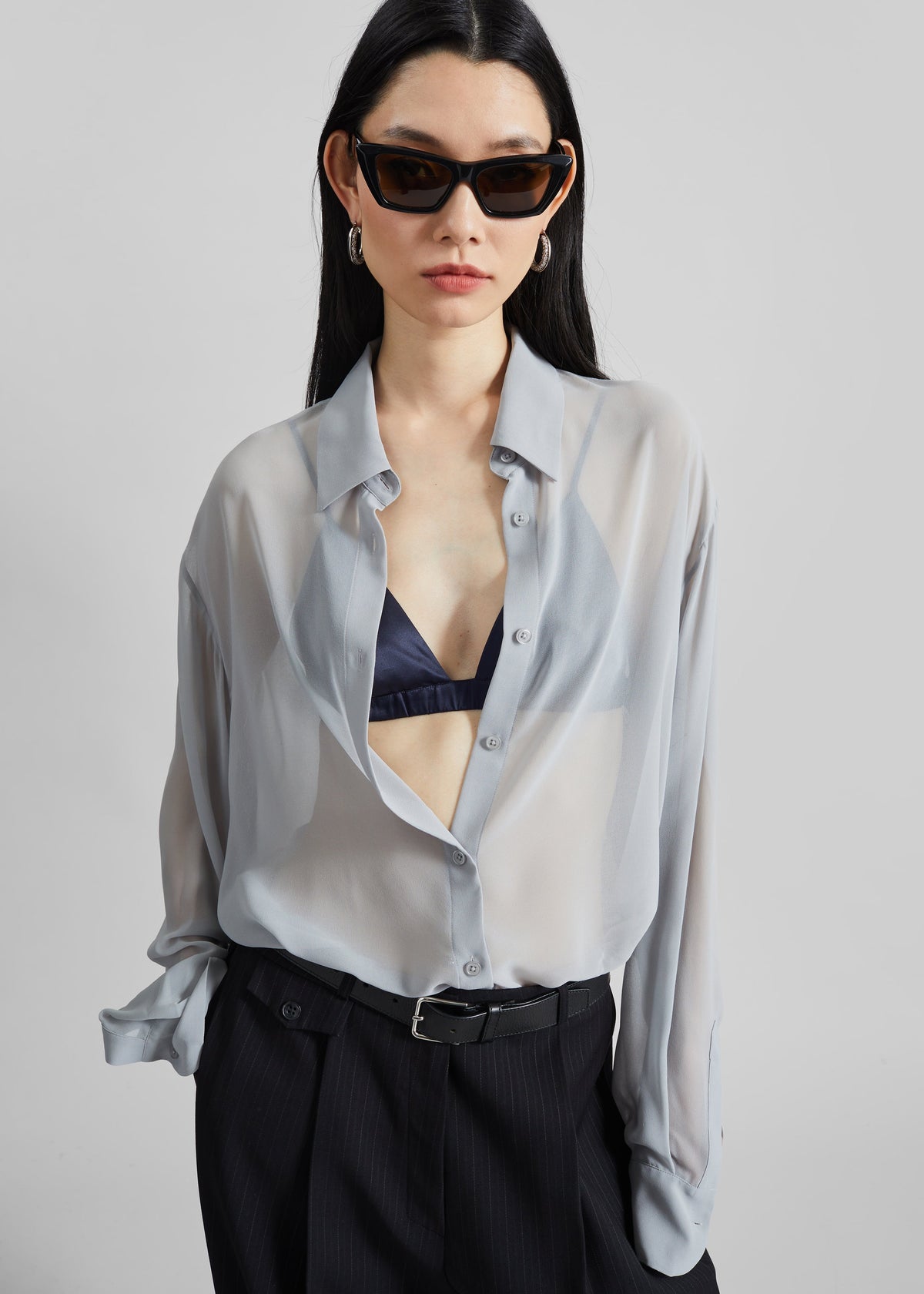 Nina Silk Bralette - Navy – view 4 of 7