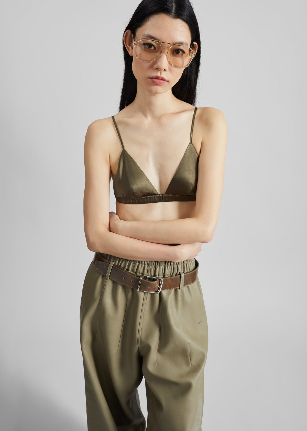 Nina Silk Bralette - Olive – view 2 of 8