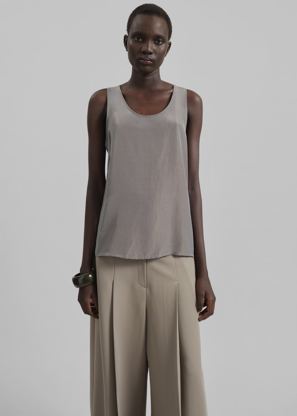 Nivee Lustrous Boxy Tank - Dark Taupe – view 4 of 10