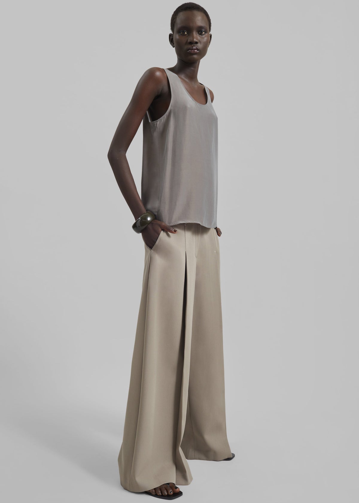 Nivee Lustrous Boxy Tank - Dark Taupe – view 6 of 10