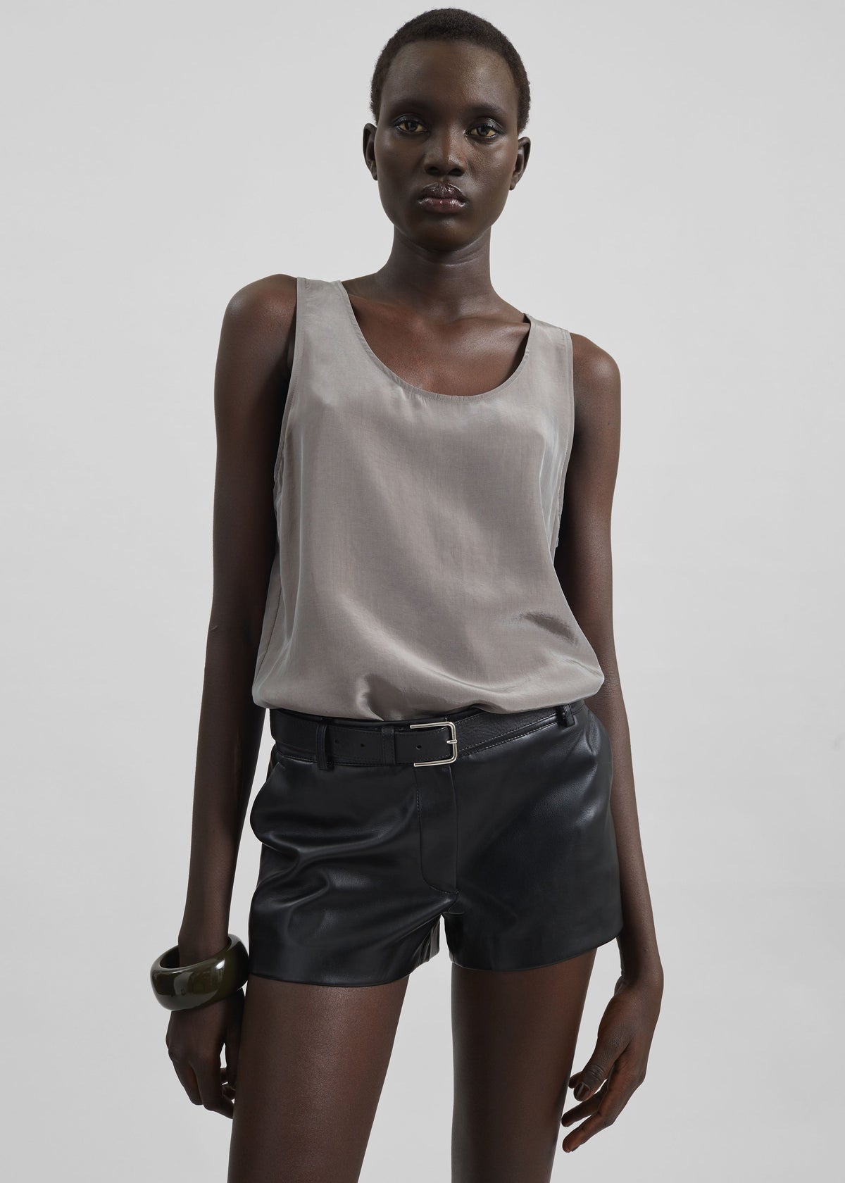 Nivee Lustrous Boxy Tank - Dark Taupe – view 1 of 10