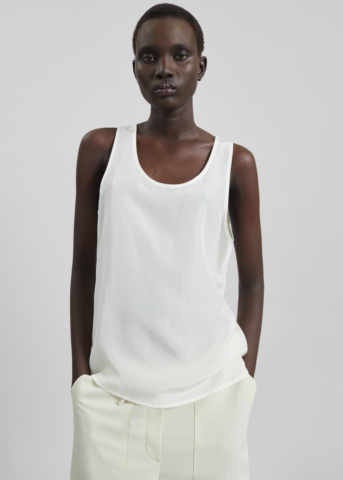 Nivee Lustrous Boxy Tank - Ivory – view 4 of 8