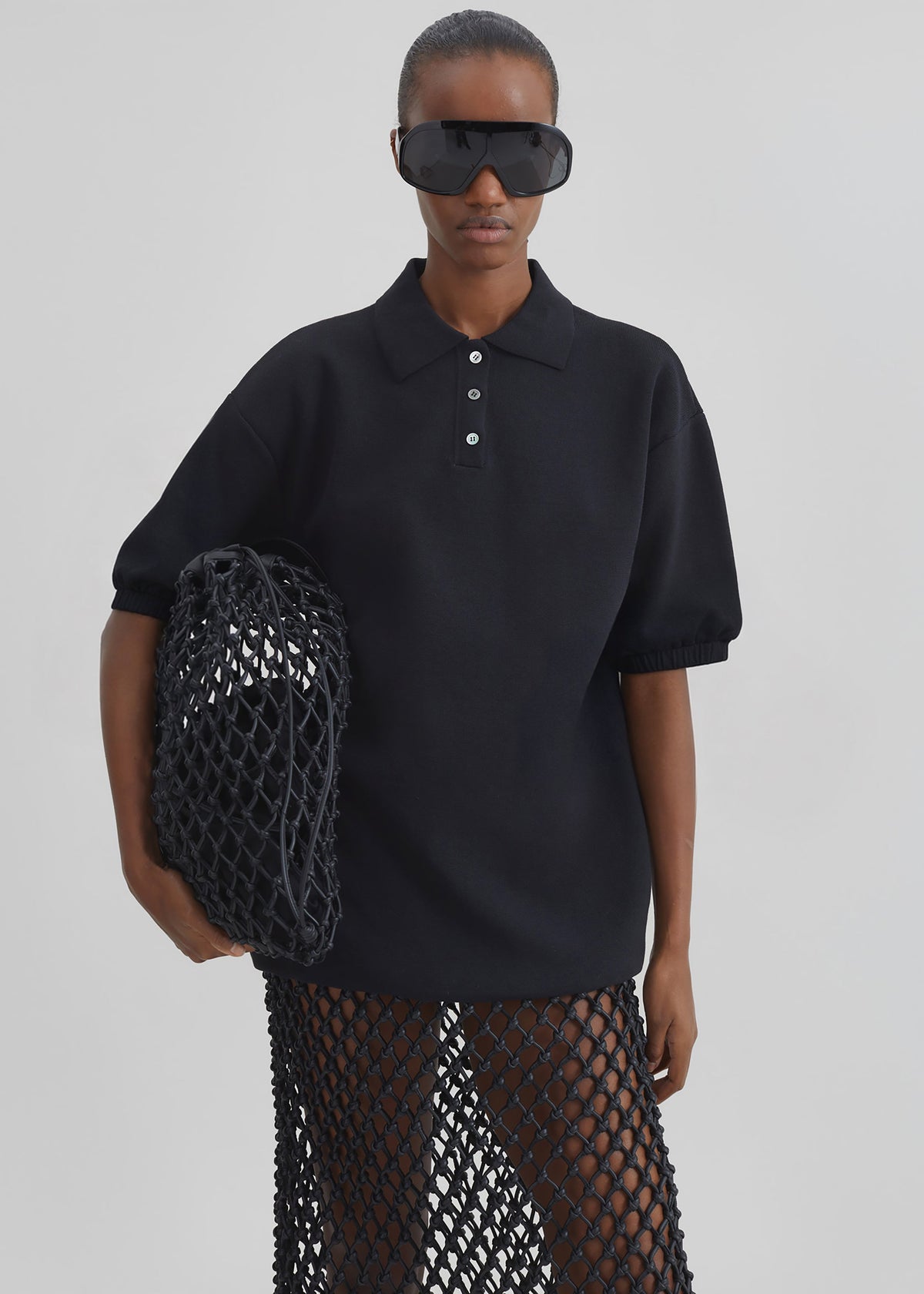 Nola Knit Polo Top - Black – view 1 of 7