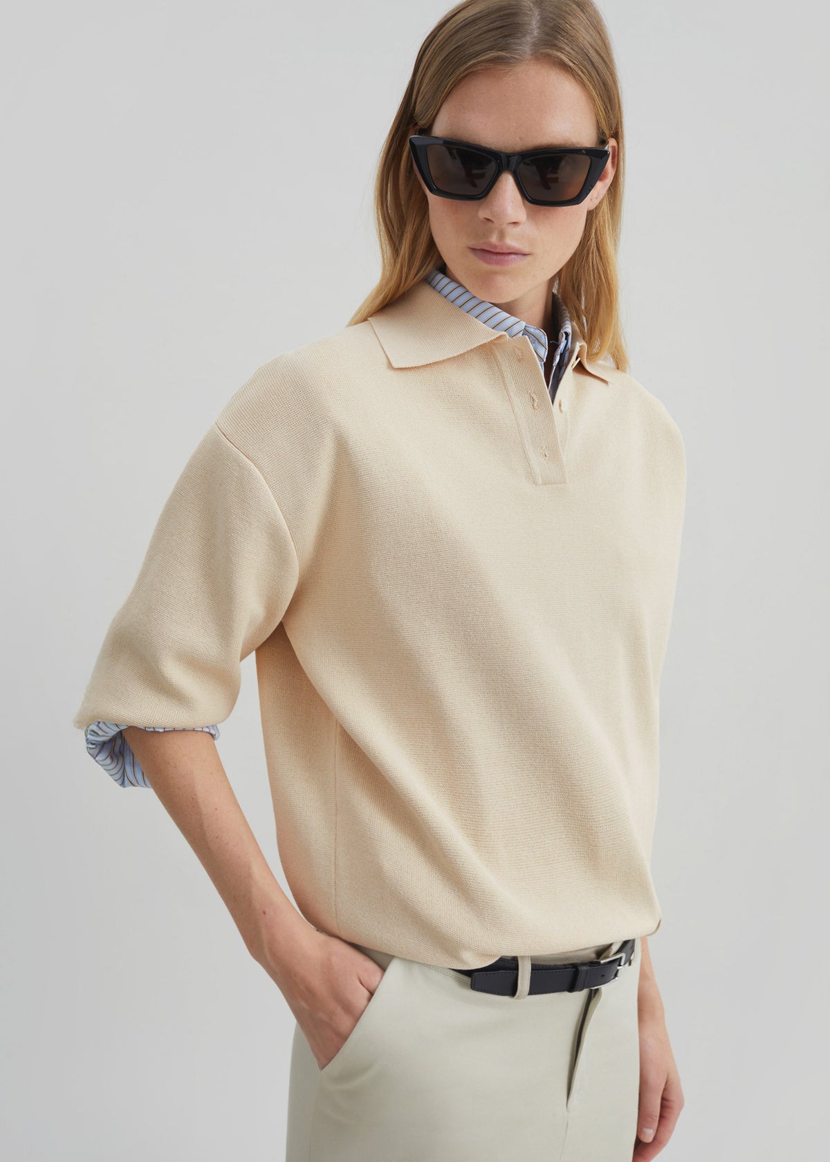 Nola Knit Polo Top - Cream – view 6 of 8