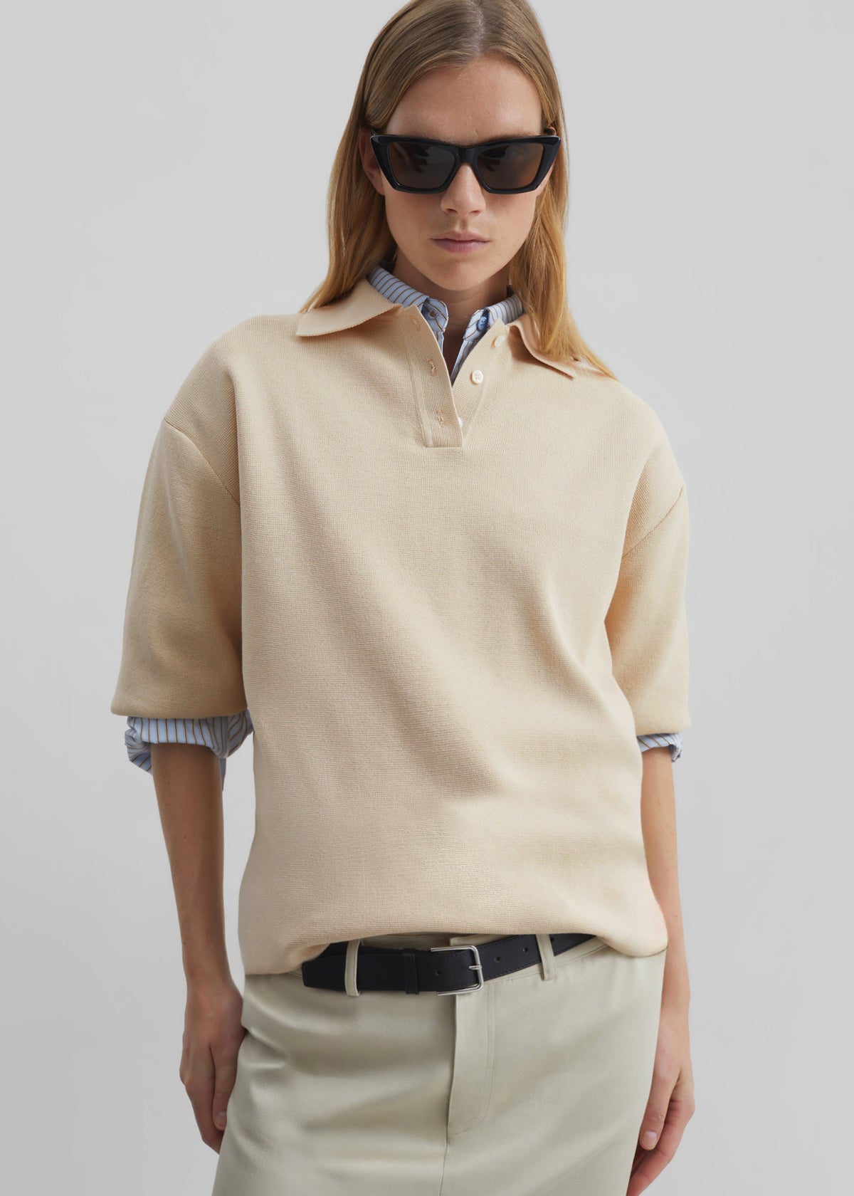 Nola Knit Polo Top - Cream – view 2 of 8