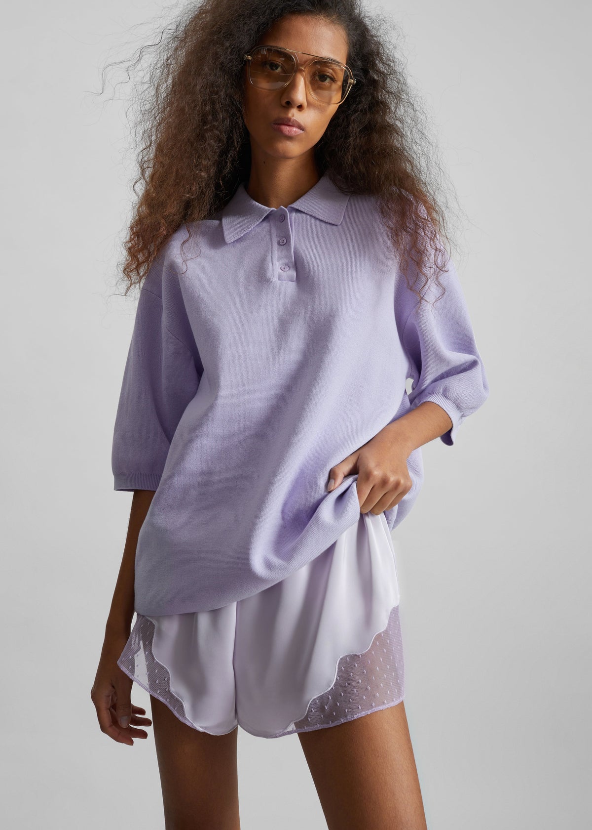 Nola Knit Polo Top - Lavender – view 2 of 13