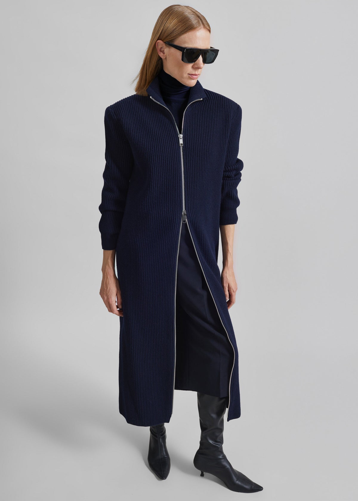 Nolia Knit Long Cardigan Dress - Navy – view 1 of 8