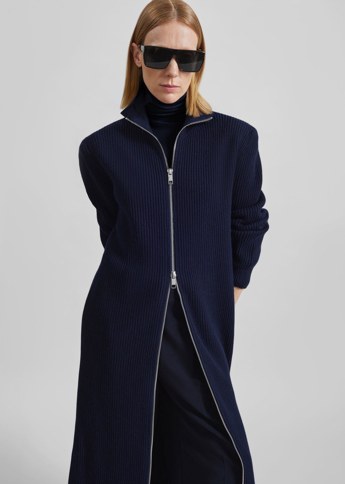 Nolia Knit Long Cardigan Dress - Navy – view 2 of 8